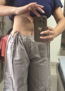 New Grey tie Up Cargo Pants