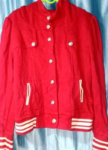 Red Button-Down Jacket