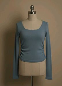 Cute Light Blue Long Sleeve Top