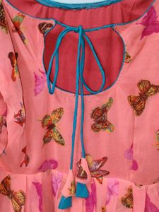 Pink Butterfly Print Dress