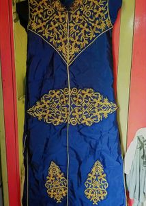 Navy Blue Traditional Silk Kurti