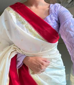 Red And White Silk Saree