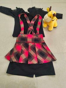 Cute Girls Plaid Outfit, Party Wear For Baby Girl