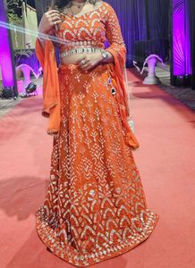 Orange Embellished Lehenga Choli Set