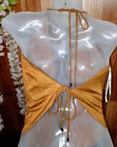 GOLD HALTER TOP FOR WOMEN