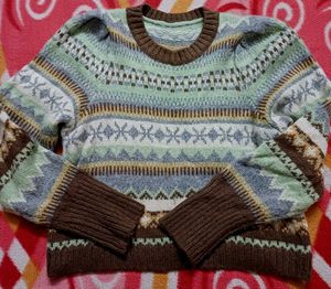 Vintage Patterned Knit Sweater