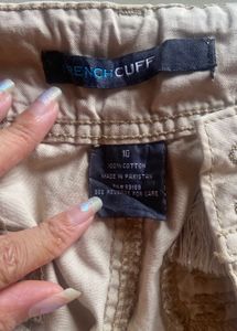 Adjustable drawstring beige cargo pant