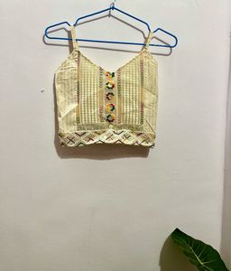 Embroidered Crop Tank Top With Cover Up