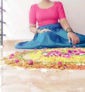 Pink Blouse Pattupavada Its Free