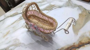 Wicker Baby Carriage Decoration