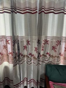 Elegant Cream And Mahroon Curtain