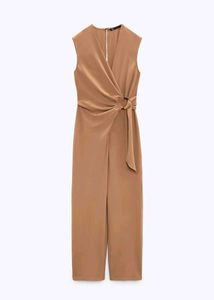 Zara Brown Belt Jumpsuit Classic Office