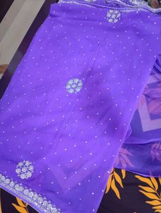 Purple Saree with Silver Embroideryyy💜