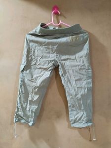 Beige Cropped Cargo Capri