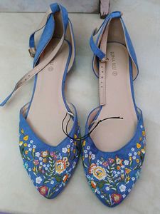 Colourful Blue Ballerina Shoes with Ankle Strap