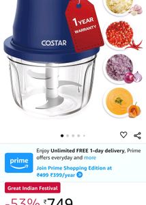 Costar Food Chopper Usb Rechargeable