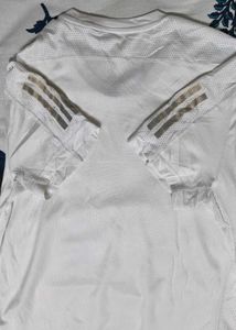 Adidas Women White Sporty 3 Stripes Tshirt