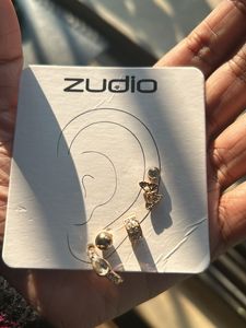 Comboo Of Gold Drop Leaf Tassel Ear Cuffs &amp; Studs