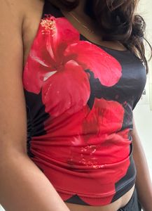 Floral Print Halter Tank Top