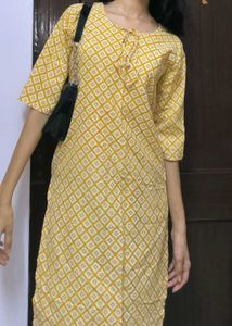 Yellow Printed Kurti