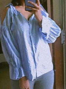 Ruffled Light Blue Top