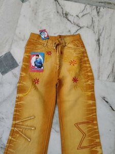 Embroidered Flare Leg Jeans