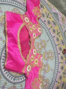 Rose Colour Sleeve Cut Style Readymade Blouse