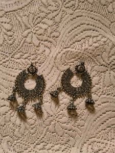 Boho Oxidized Silver Jhumka Earrings &amp; Ring Set