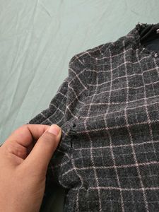 ZARA Wool Plaid Full Sleeve Mini Dress