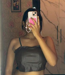 Brown Strappy Crop Top