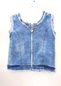 Girls Solid Denim Jacket