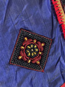 Elegant Blue Embroidered Saree
