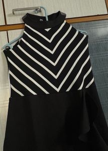 Chic Black &amp; White Halter Dress