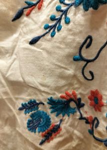 Puff Sleeves White Floral Embroidered Top