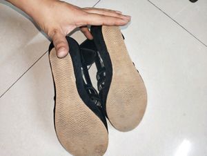 Black Velvet Wedges
