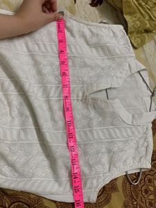 White Embroidered Kurti Sleeveless