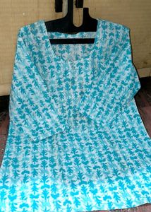 Blue & White Botanical Print Top