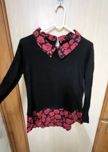 Rose Accent Long Sleeve Top