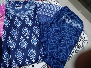 Elegant Blue Printed Kurta Set