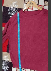 Burgundy Ribbed Knit Sweater