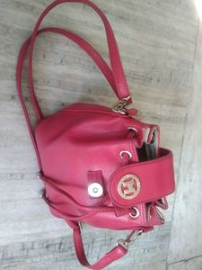 Red Bucket Style Crossbody Bag