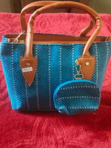 Woven Tote Bag with Coin Purse