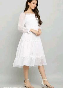 Elegant White Flare A Line Dress