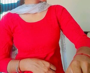 Red Suit With White Salwar