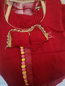 Red Embroidered Kurta Set