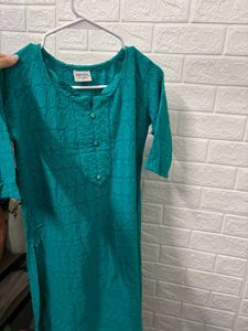 Teal Embroidered Kurti