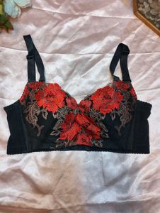 Elegant Black &amp; Red Embroidered Bra💥