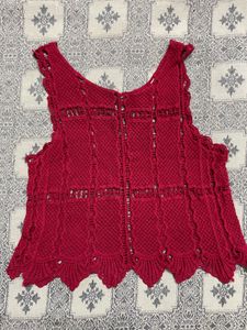 Red Knitted Tank Top