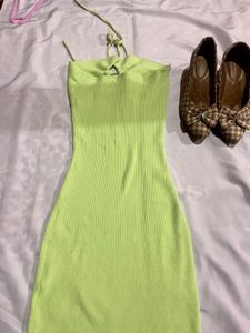 Combo Shrug+Neon Green Mini Dress