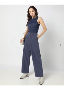 Navy Striped Trousers
